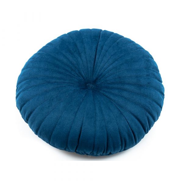 Velvet Round Filled Pillow- Navy Blue - Image 2