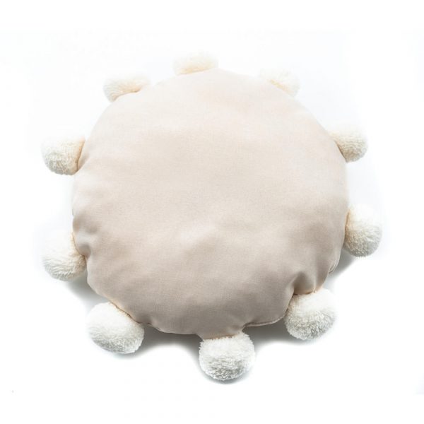 Round Filled Pompom Pillow Cream - Image 2
