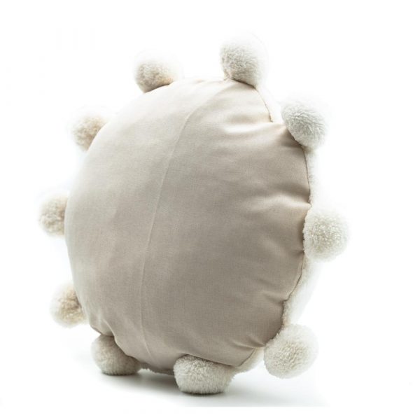 Round Filled Pompom Pillow - Image 2