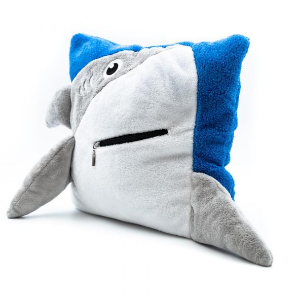 Shark Zipper Decorative Pillow-Blue - Image 2