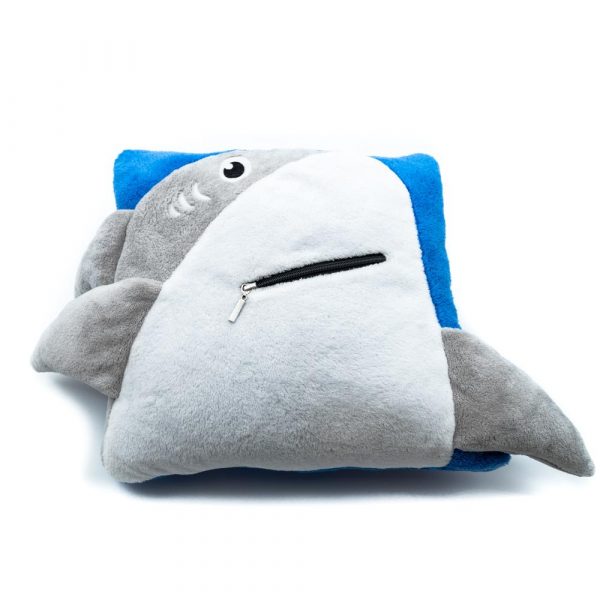 Shark Zipper Decorative Pillow-Blue - Image 3